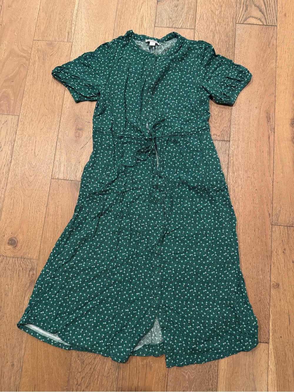 Dark Green Ditsy Floral Mini Dress